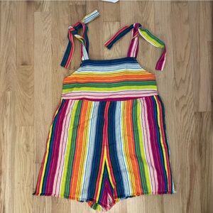 ASOS romper with rainbow stripes and tie straps, size 6